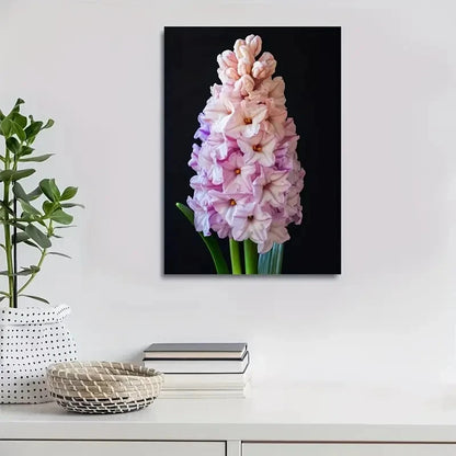 Stunning Hyacinth Flower in Pink & Purple Painting 40x60cm Metal Print Ready to Hang - Bella Home Decor