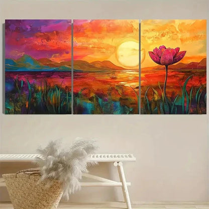 3pcs Sunset, Cool Unique Wall Art Set Canvas Unframed - High Quality Print 100% Australian Made Wall Canvas