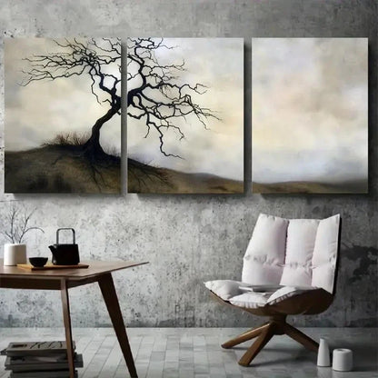 3pcs Black Abstract Misty Tree Wall Art Set Canvas Framed 60x90cm - High Quality Print 100% Australian Made Wall Canvas Ready to Hang - Bella Home Decor