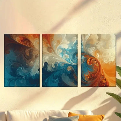3pcs blue and orange background decoration Wall Art Set Canvas Framed 40x60cm - High Quality Print 100% Australian Made Wall Canvas Ready to Hang - Bella Home Decor