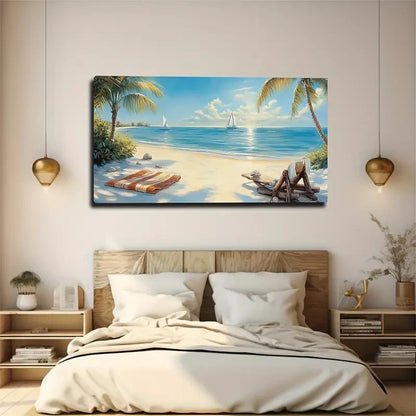 Scene With Orange & White Strip Wall Art Canvas Office Home Room Framed 120x60cm
