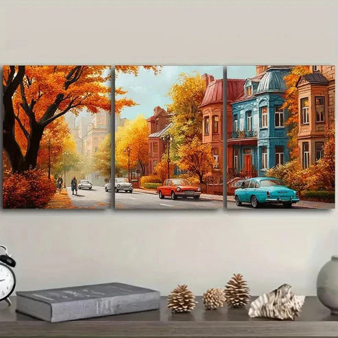 3pcs apartment buildings Wall Art Set Canvas Unframed - High Quality Print 100% Australian Made Wall Canvas - Bella Home Decor