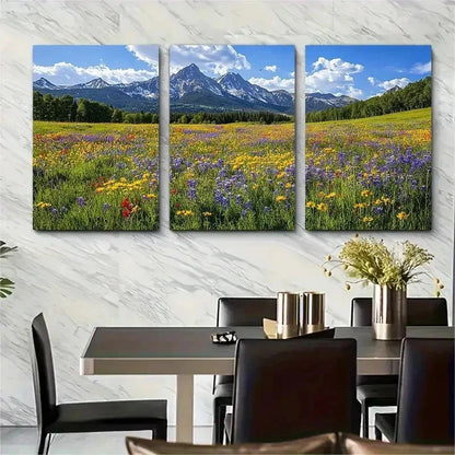3pcs Crested Butte Wildflower Festival Perfect Wall Art Set Canvas Framed 50x70cm - High Quality Print 100% Australian Made Wall Canvas Ready to Hang - Bella Home Decor