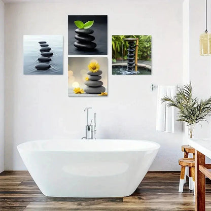 4pcs Tranquil Nature Scenery Posters Wall Art Canvas Framed