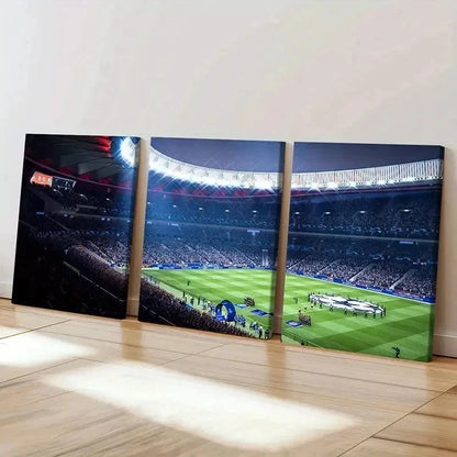 3pcs Football Stadium Champions League Wall Art Set Canvas Framed 60x90cm - High Quality Print 100% Australian Made Wall Canvas Ready to Hang - Bella Home Decor