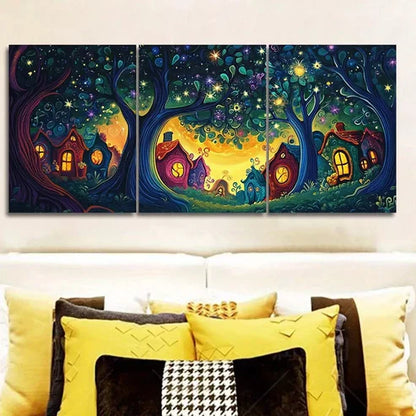 3 PCS Art Deco Modern Forest Scene Wall Art Set Canvas Unframed - High Quality Print 100% Australian Made Wall Canvas - Bella Home Decor