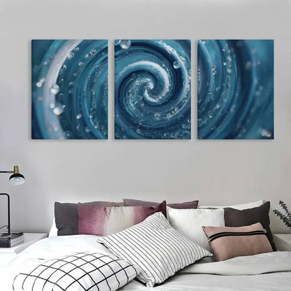 3pcs Blue Water Spiral in The Style  Wall Art Set Canvas Framed 40x60cm - High Quality Print 100% Australian Made Wall Canvas Ready to Hang - Bella Home Decor