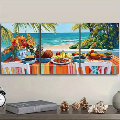 3pcs Tropical Serenity Still Life Painting   Wall Art Set Canvas Framed 40x60cm - High Quality Print 100% Australian Made Wall Canvas Ready to Hang - Bella Home Decor