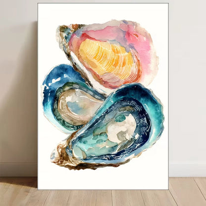 Coastal Watercolor, Beach Sea Shell Metal Print Ready to Hang