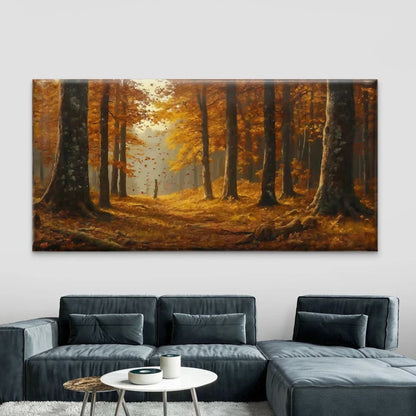 Autumn Forest Path Wall Art Canvas Office Home Room Framed 120x60cm