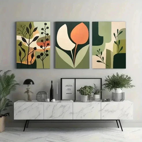 3pcs Abstract Shapes Decor for Bedroom Wall Art Canvas Unframed - High Quality Print 100% Australian Made Wall Canvas - Bella Home Decor