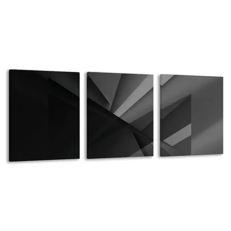 3pcs Geometric Abstraction In Shades Of Gray Wall Art Set Canvas Framed 40x60cm - High Quality Print 100% Australian Made Wall Canvas Ready to Hang - Bella Home Decor