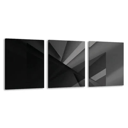 3pcs Geometric Abstraction In Shades Of Gray Wall Art Set Canvas Framed 40x60cm - High Quality Print 100% Australian Made Wall Canvas Ready to Hang - Bella Home Decor