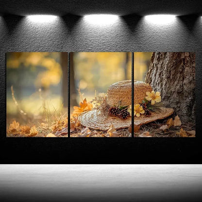 3pcs Flowers And Hats in The Forest Metal Print Ready to Hang Art - Bella Home Decor