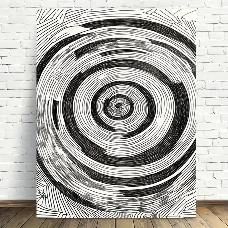 Beautiful Modern Vintage Design Black & White Painting 40x60cm Metal Print Ready to Hang - Bella Home Decor