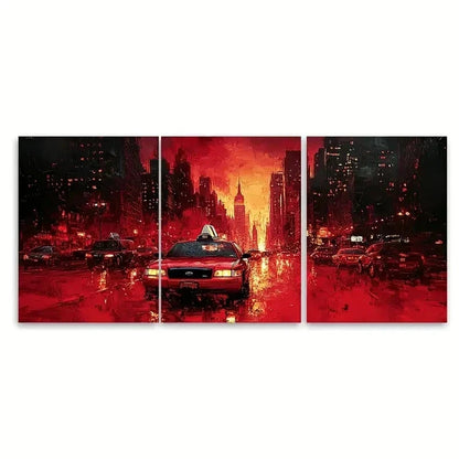 3pcs Urban Cityscape Red Street RS   Wall Art Set Canvas Framed 40x60cm - High Quality Print 100% Australian Made Wall Canvas Ready to Hang