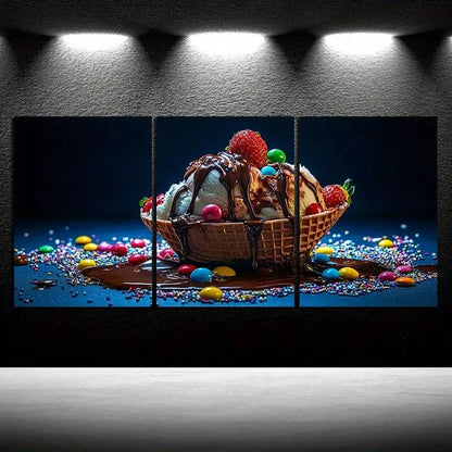 3pcs Delicious Chocolate Ice Cream Metal Print Ready to Hang Art - Bella Home Decor