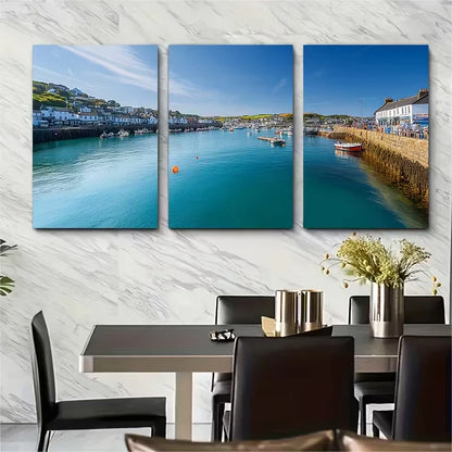3pcs Looe Cornwall Travel Metal Print Ready to Hang Art