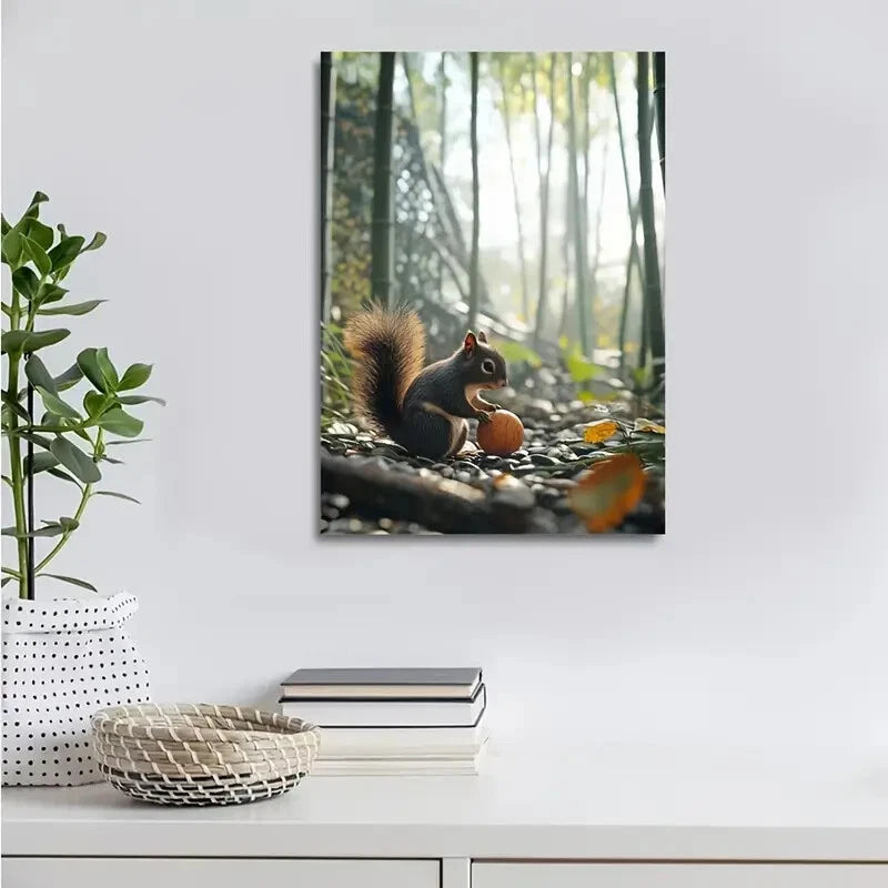 Bamboo Grove with Rainbow Reflections Painting 40x60cm Metal Print Ready to Hang - Bella Home Decor