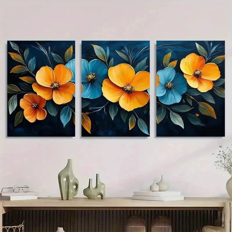 3pcs Tropical Yellow Flower Vibrant Perfect Wall Art Set Canvas Framed 50x70cm - High Quality Print 100% Australian Made Wall Canvas Ready to Hang - Bella Home Decor