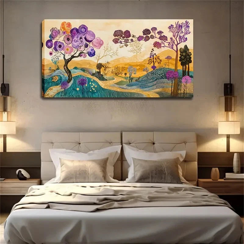 A Colorful Abstract Countryside Wall Art Canvas Office Home Room Framed 120x60cm
