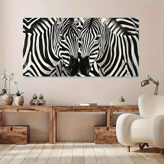 Black & White Striped Zebra Wall Art Canvas Office Home Room Framed 120x60cm