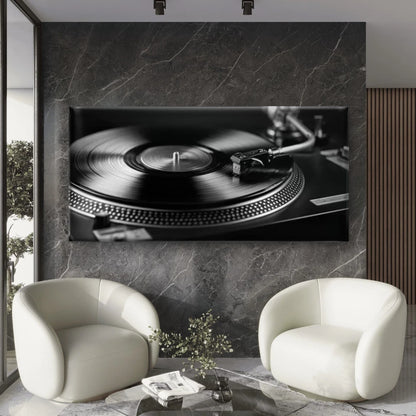 Retro Vinyl Record Player Wall Art Canvas Office Home Room Framed 120x60cm