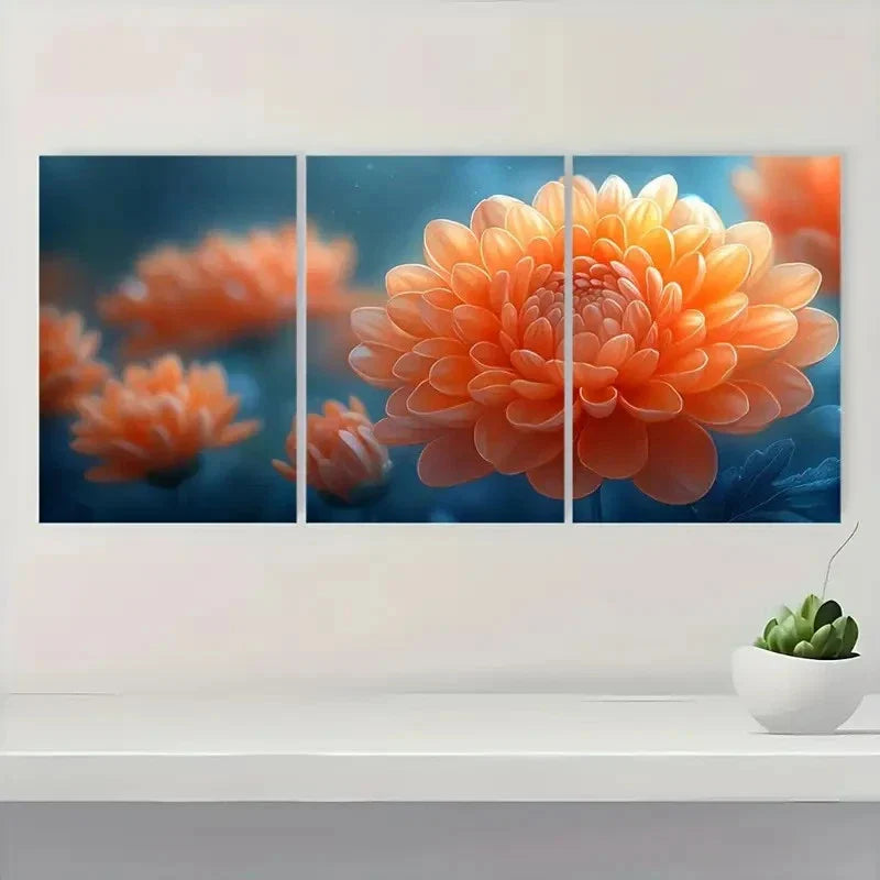 3pcs Chrysanthemum Canvas Print Wall Art Canvas Unframed - High Quality Print 100% Australian Made Wall Canvas - Bella Home Decor