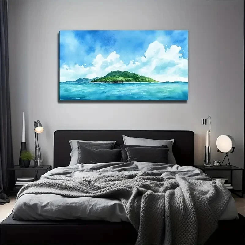 Sea Island Suitable Wall Art Canvas Office Home Room Framed 120x60cm