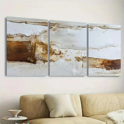 3pcs White and Brown Modern Decorative Art Wall Art Set Canvas Framed 40x60cm - High Quality Print 100% Australian Made Wall Canvas Ready to Hang