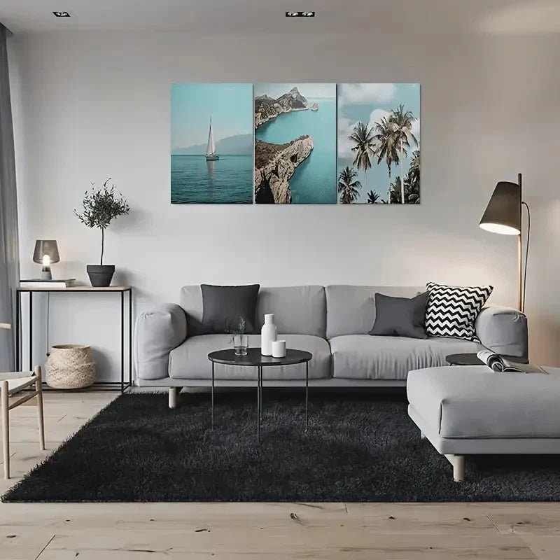 3pcs Ocean View Coastal Landscape Metal Print Ready to Hang Art
