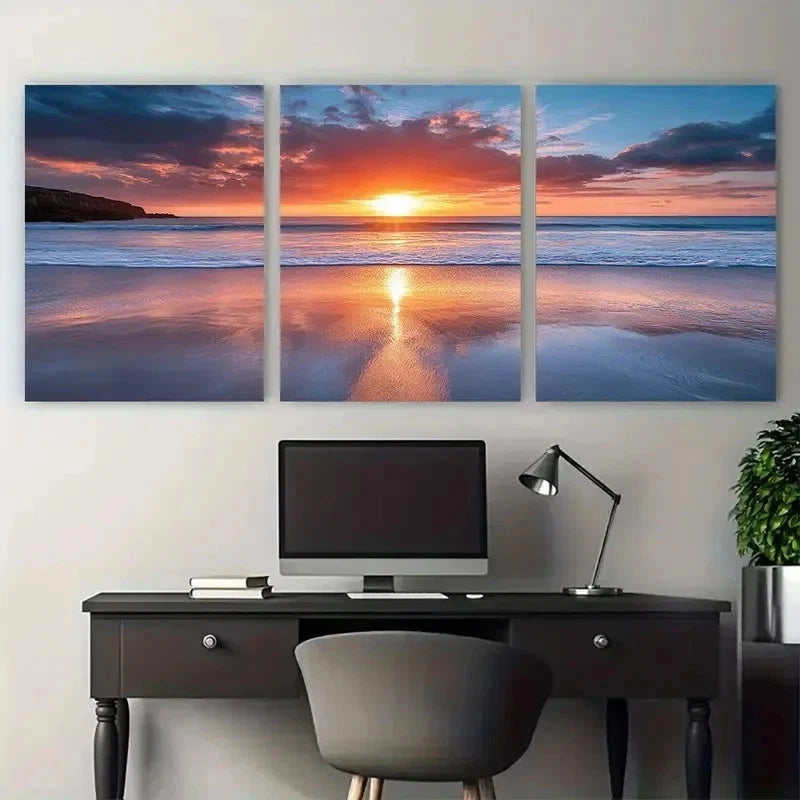 3pcs Little Fistral Beach Newquay Perfect Wall Art Set Canvas Framed 50x70cm - High Quality Print 100% Australian Made Wall Canvas Ready to Hang