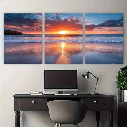 3pcs Little Fistral Beach Newquay Perfect Wall Art Set Canvas Framed 50x70cm - High Quality Print 100% Australian Made Wall Canvas Ready to Hang