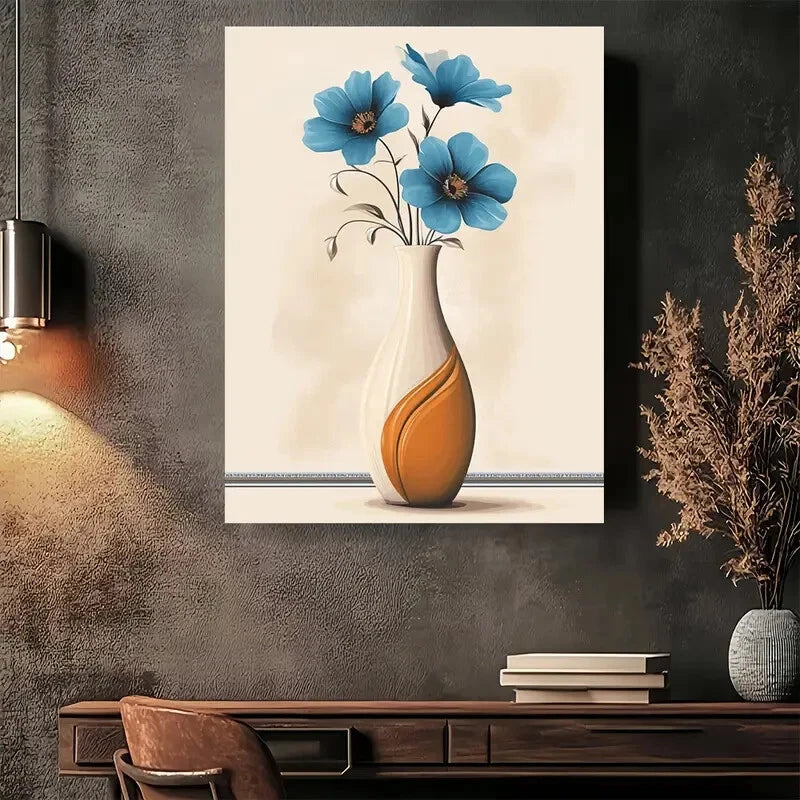 Beautiful Modern Abstract Flower Painting 40x60cm Metal Print Ready to Hang - Bella Home Decor