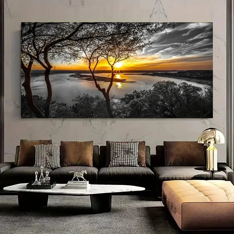 During Sunset Bright Sky wall canvas office home room framed 120x60cm - Bella Home Decor