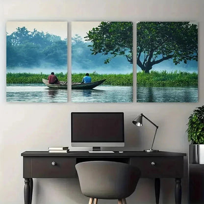 3pcs Botanical Bangladesh Decor Travel Perfect Wall Art Set Canvas Framed 50x70cm - High Quality Print 100% Australian Made Wall Canvas Ready to Hang - Bella Home Decor