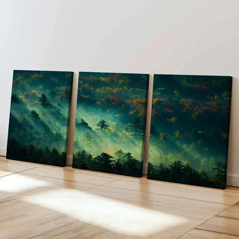 3pcs Misty Forest Woods Landscape Wall Art Canvas Unframed – High Quality Print 100% Australian Made Wall Canvas