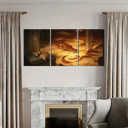3pcs Vibrant Dragon & Mythical Creature Wall Art Set Canvas Framed 50x70cm - High Quality Print 100% Australian Made Wall Canvas Ready to Hang - Bella Home Decor