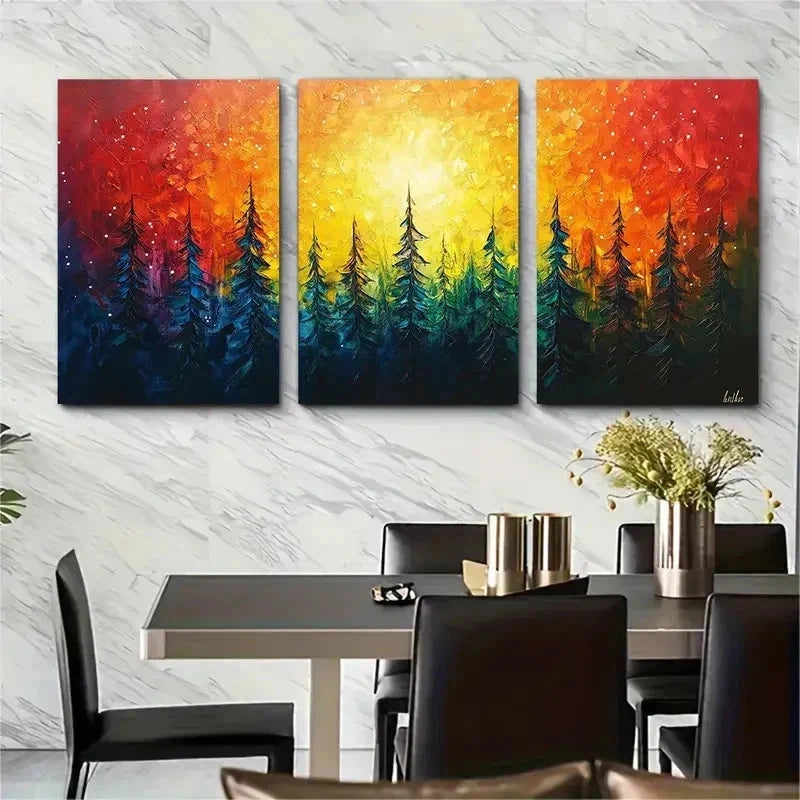 3pcs Colorful Staring Textured Nature Perfect Wall Art Set Canvas Framed 50x70cm - High Quality Print 100% Australian Made Wall Canvas Ready to Hang - Bella Home Decor
