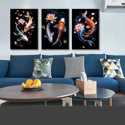 3pcs Zen Koi Fish Wall Art Canvas Unframed - High Quality Print 100% Australian Made Wall Canvas