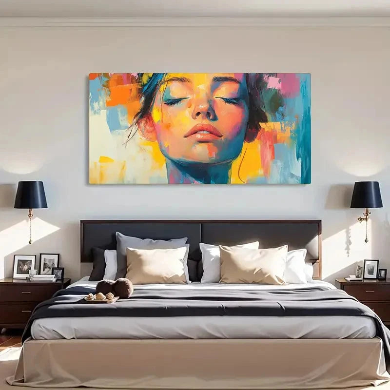 Gradient Aesthetic Cute Girl Wall Art Canvas Office Home Room Framed 120x60cm - Bella Home Decor