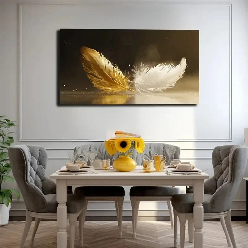 Golden and White Tones Wall Art canvas office home room framed 120x60cm