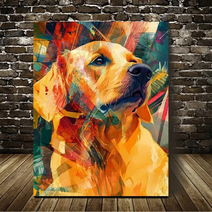 Beautiful Abstract Art Pet Golden Retriever Painting  40x60cm Metal Print Ready to Hang - Bella Home Decor