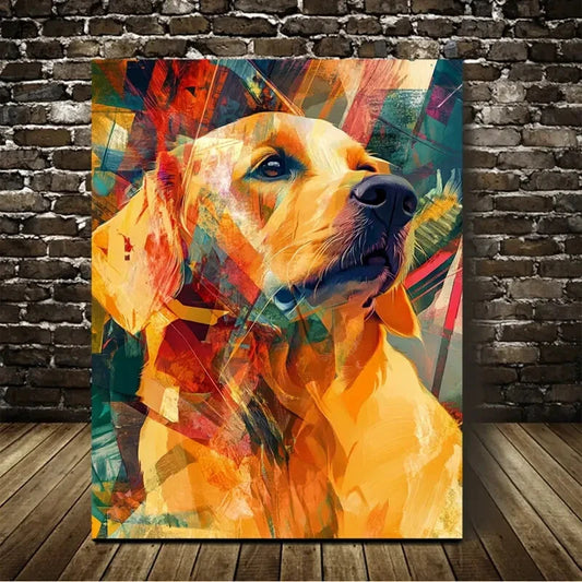 Beautiful Abstract Art Pet Golden Retriever Painting  40x60cm Metal Print Ready to Hang - Bella Home Decor