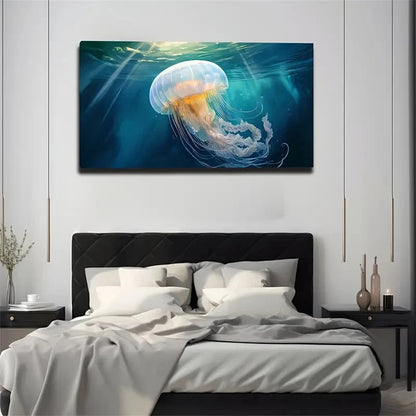 Enchanting Jellyfish Underwater Wall Art Canvas Office Home Room Framed 120x60cm
