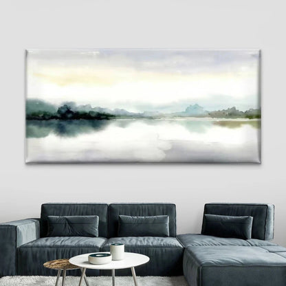 Abstract Watercolor Lake Wall Art Canvas Office Home Room Framed 120x60cm
