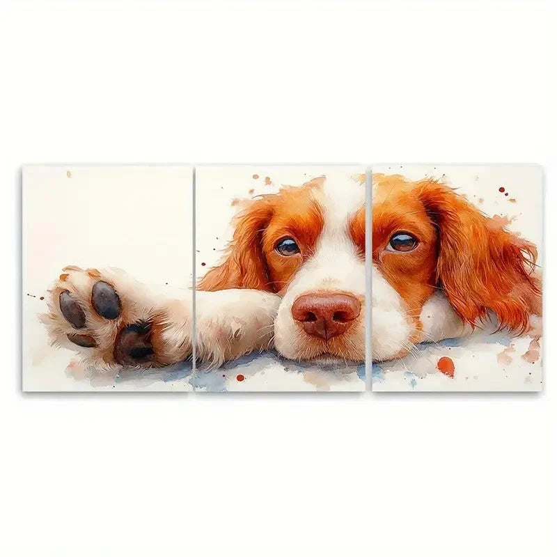 3pcs Adorable Spaniel Charming Dog FI   Wall Art Set Canvas Framed 60x90cm - High Quality Print 100% Australian Made Wall Canvas Ready to Hang - Bella Home Decor