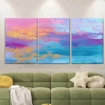 3pcs Abstract Sunshine Sky Sea Metal Print Ready to Hang Art - Bella Home Decor