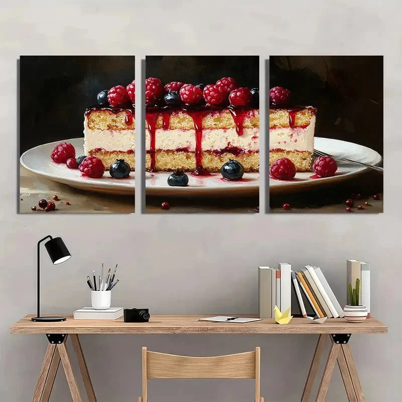 3pcs Cake Dessert Food Delicious Perfect Wall Art Set Canvas Framed 40x60cm - High Quality Print 100% Australian Made Wall Canvas Ready to Hang - Bella Home Decor