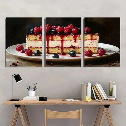 3pcs Cake Dessert Food Delicious Perfect Wall Art Set Canvas Framed 40x60cm - High Quality Print 100% Australian Made Wall Canvas Ready to Hang - Bella Home Decor